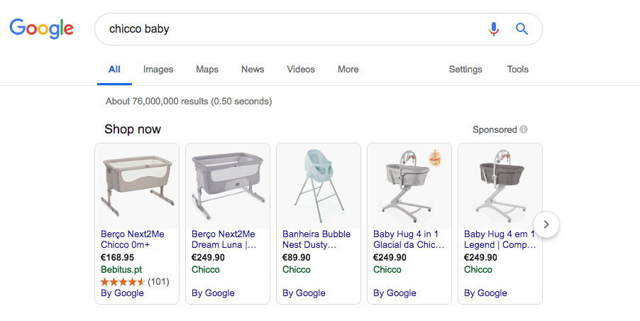 chicco google shopping campaign